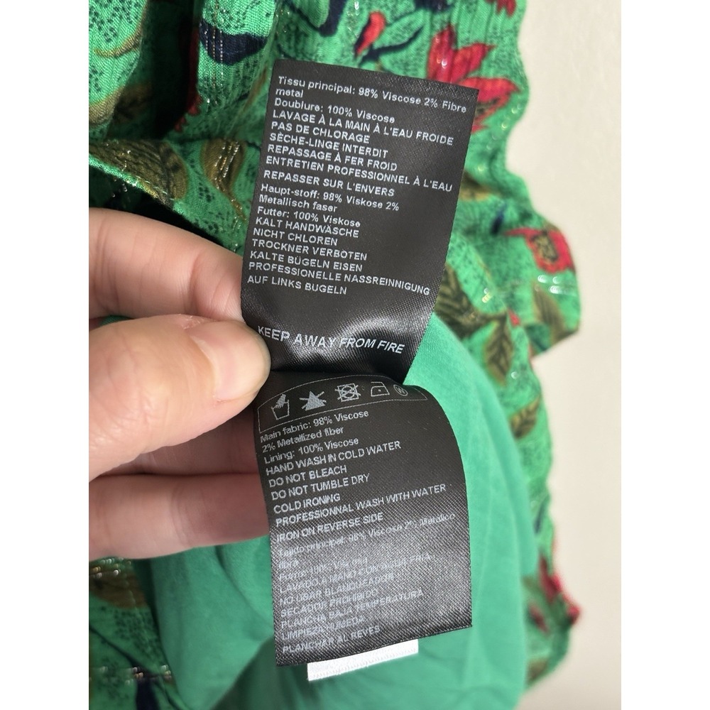 ba&sh Eve Dress Womens Size US 4 Small Floral Metallic Green Metallic Feminine - Picture 5 of 8